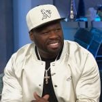 50 cent’s satin bomber jacket on The Kelly Clarkson Show