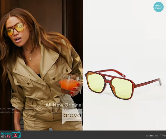 ASOS Aviator sunglasses in tort with yellow lens worn by Brynn Whitfield on The Real Housewives of New York City