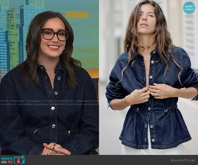 Zara Adjustable Waist Denim Overshirt worn by Savannah Sellers on NBC News Daily