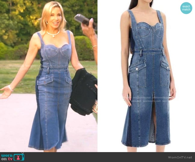 Alexander McQueen Denim Cotton-Blend Midi-Dress worn by Camille Grammer on The Real Housewives of Beverly Hills