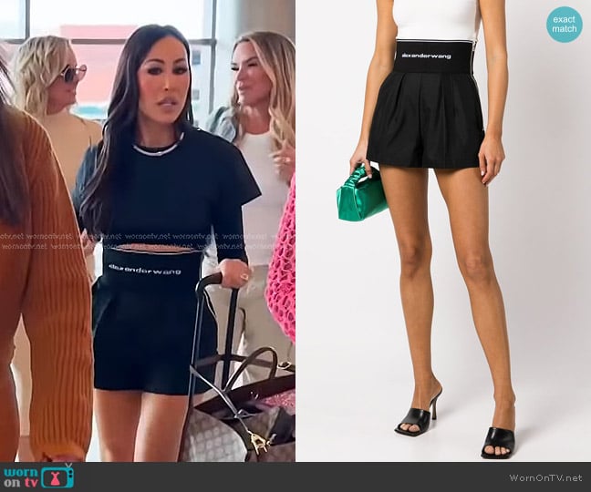 Alexander Wang Logo Safari Short worn by Angie Katsanevas on The Real Housewives of Salt Lake City