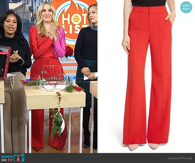 Alice + Olivia Dylan High-Waist Wide Leg Pants worn by Chassie Post on Today