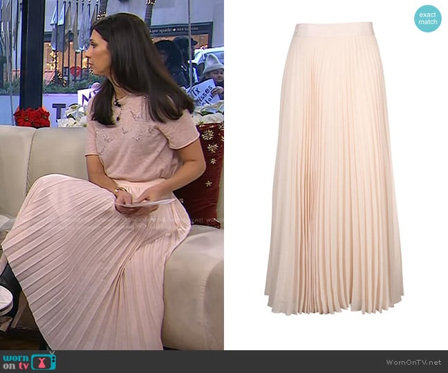 Alice + Olivia Essie Pleated Georgette Midi Skirt worn by Dr. Natalie Azar on Today