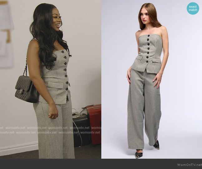 Akira Houndstooth Wide Leg Woven Trouser worn by Keiarna Stewart on The Real Housewives of Potomac