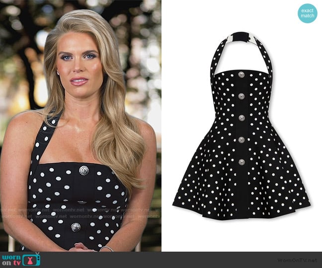 Balmain Polka-Dot Jacquard Knit Halterneck Dress worn by Madison LeCroy on Southern Charm