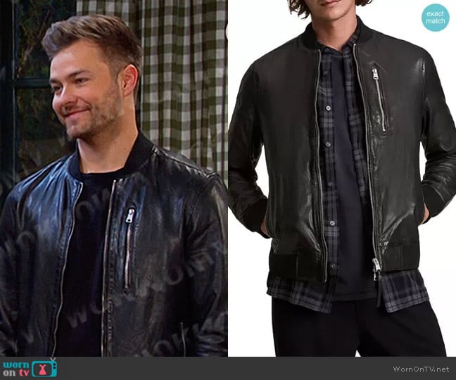 All Saints Boyton Leather Bomber Jacket worn by Doug Williams III (Peyton Meyer) on Days of our Lives