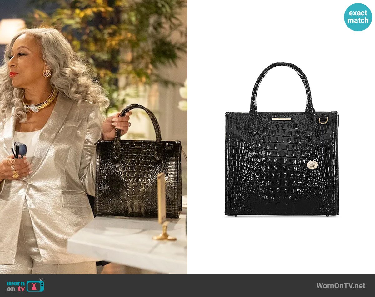 Anita’s black croc embossed bag on Beyond the Gates