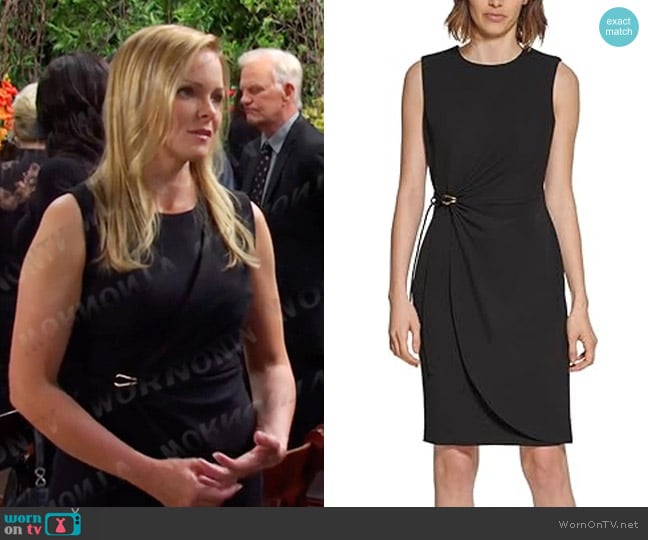 Calvin Klein Scuba Crepe Dress with Side Tie Detail worn by Belle Brady (Martha Madison) on Days of our Lives