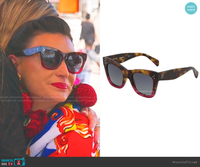 Celine 50mm Sunglasses in Tortoise/Red worn by Bronwyn Newport on The Real Housewives of Salt Lake City