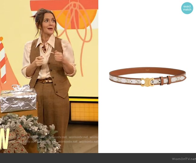 Celine Triomphe Belt worn by Drew Barrymore on The Drew Barrymore Show