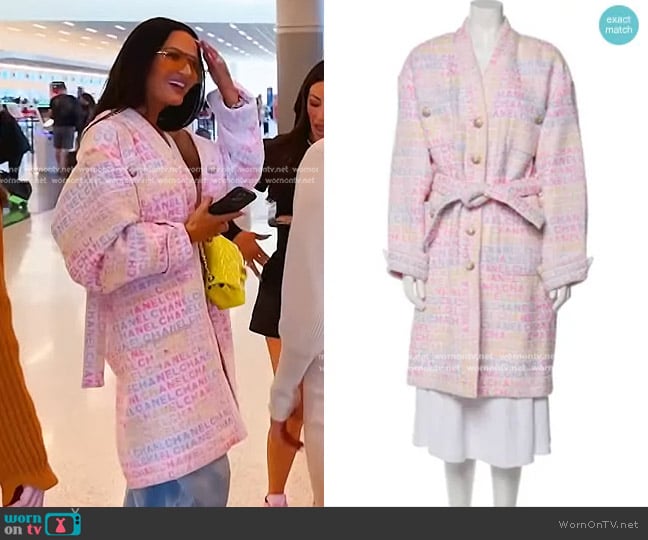 Chanel Printed Wood Coat worn by Lisa Barlow on The Real Housewives of Salt Lake City