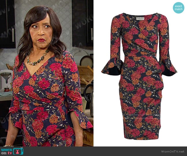 Chiara Boni La Petite Robe Glendora Triana-Print Midi Dress worn by Paulina Price (Jackée Harry) on Days of our Lives