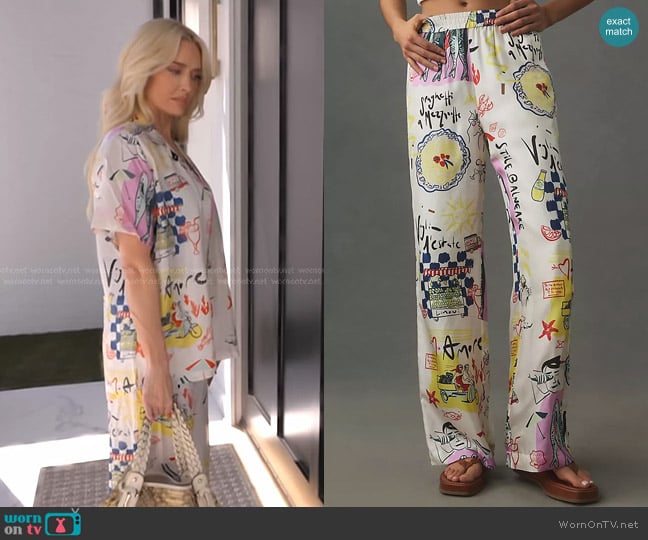 Closed Winona Silk Wide-Leg Pants worn by Erika Jayne on The Real Housewives of Beverly Hills