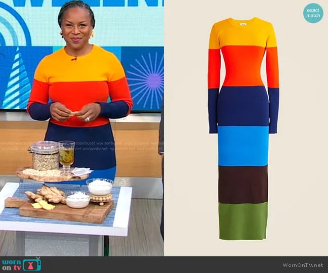 Christopher John Rogers X J.Crew Colorblock Dress in Stretch Viscose Blend worn by Dr. Kameelah Phillips on Good Morning America