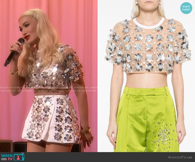 Des Phemmes Sequin Crystal Embellished Top worn by Gwen Stefani on The Voice