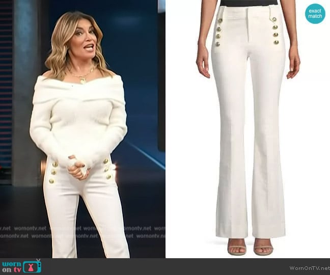 Derek Lam 10 Crosby Robertson Flare Pants worn by Kit Hoover on Access Hollywood