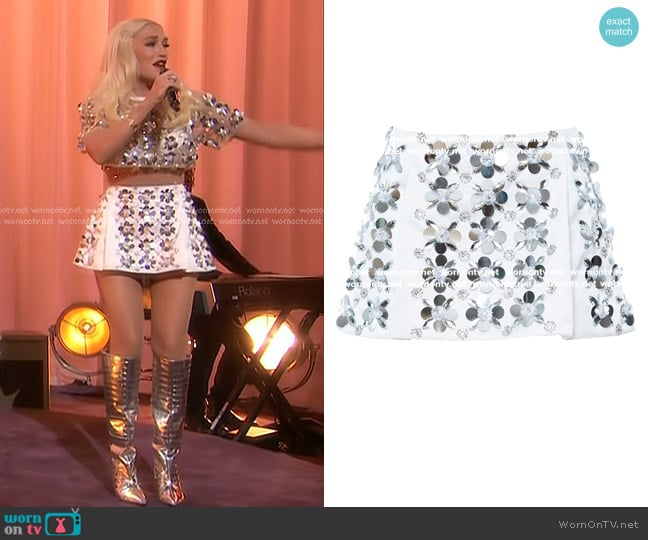 Des Phemmes Crystal Embellished Skirt worn by Gwen Stefani on The Voice