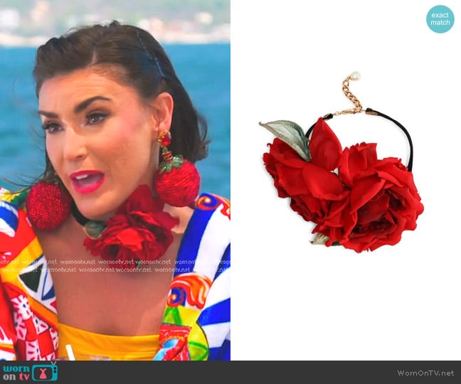 Dolce & Gabbana Rose-appliqué Choker Necklace worn by Bronwyn Newport on The Real Housewives of Salt Lake City