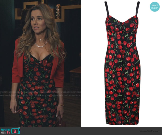 Dolce & Gabbana Cherry Printed Corset Dress worn by Margo Starling (Linda Cardellini) on No Good Deed