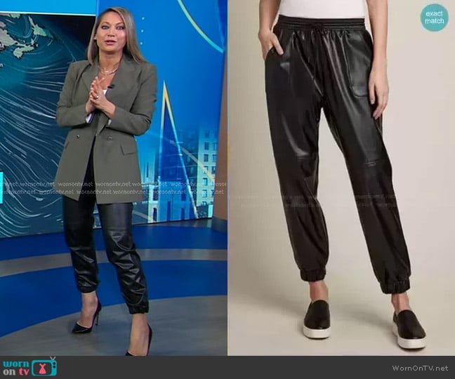 Elie Tahari Vegan Leather Jogger worn by Ginger Zee on Good Morning America