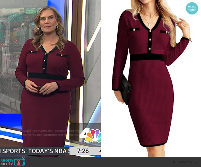 Grace Karin Ribbed Knit Bodycon Sweater Dress worn by Emily West on Today