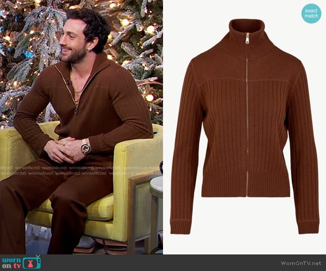 Giuliva Heritage Vittorio Cardigan in Merino Wool worn by Aaron Taylor-Johnson on Good Morning America