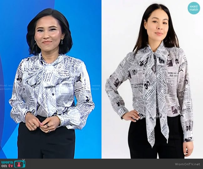 Gravitas New York Marvel Bow Blouse worn by Vicky Nguyen on Today