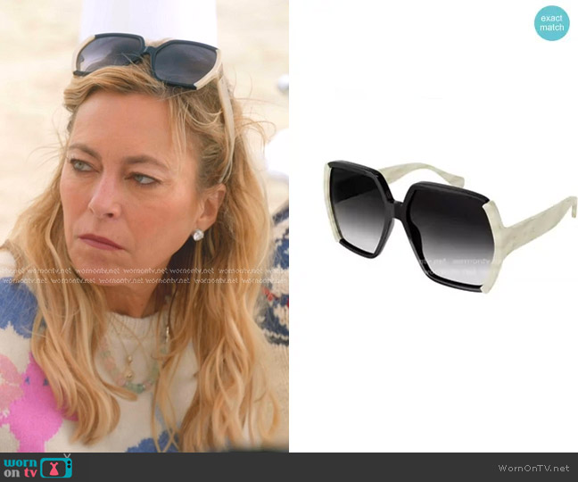 Gucci GG1065S Oversized Square Sunglasses worn by Sutton Stracke on The Real Housewives of Beverly Hills