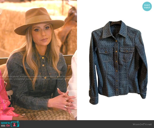 Gucci Vintage Monogram Button Up Shirt worn by Dorit Kemsley on The Real Housewives of Beverly Hills