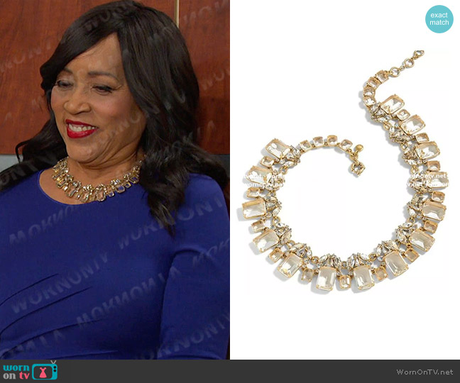 J. Crew Cluster Drop Stone Necklace Crystal worn by Paulina Price (Jackée Harry) on Days of our Lives