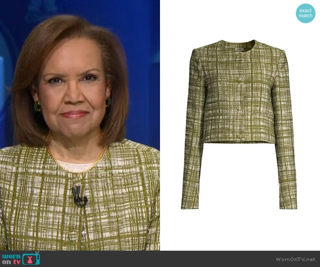 Bertha Coombs’s green tweed jacket on NBC News Daily