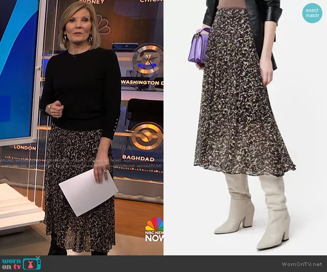 Jigsaw Brushwork Crinkle Midi Skirt worn by Kate Snow on NBC News Daily