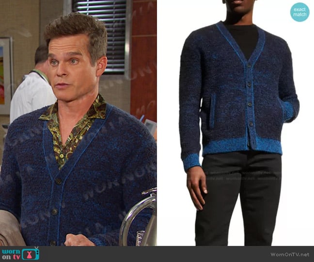 John Varvatos Easy Fit Cardigan Sweater worn by Leo Stark (Greg Rikaart) on Days of our Lives