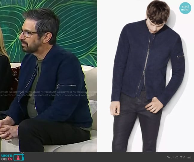 John Varvatos Suede Bomber Jacket worn by Ray Romano on Today