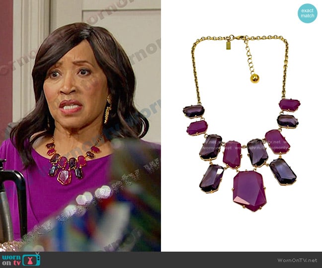 Kate Spade Set In Stone Amethyst Purple Gem Necklace worn by Paulina Price (Jackée Harry) on Days of our Lives