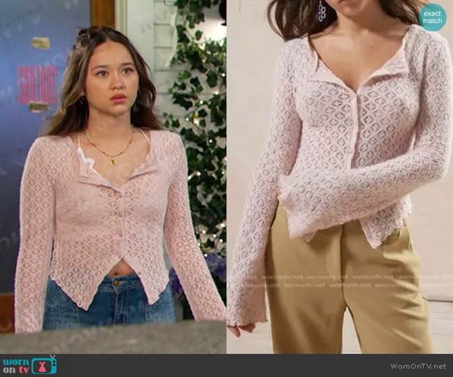 Kimchi Blue Cassidy Cardigan worn by Sophia Choi (Madelyn Kientz) on Days of our Lives