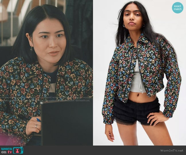 Gia’s floral bomber jacket on Elsbeth