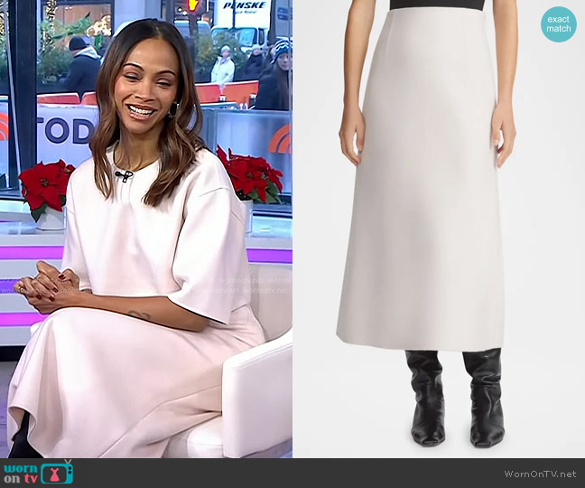 Lafayette 148 New York Double-Faced Wool-Cashmere Midi Skirt worn by Zoe Saldana on Today