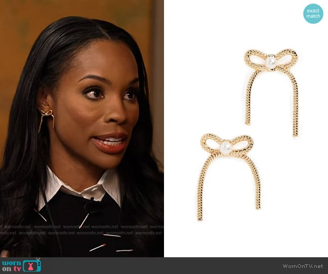 Lele Sadoughi Bow Stud Earrings worn by Devyn Simone on Today