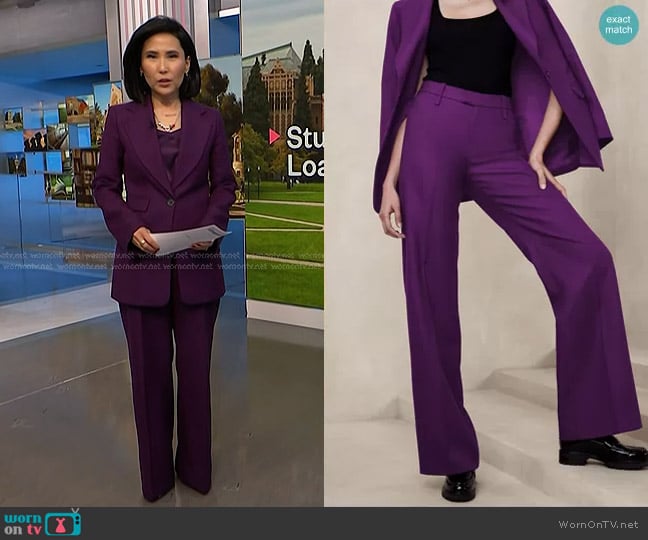 Banana Republic Lido Pants in Deep Purple worn by Vicky Nguyen on NBC News Daily