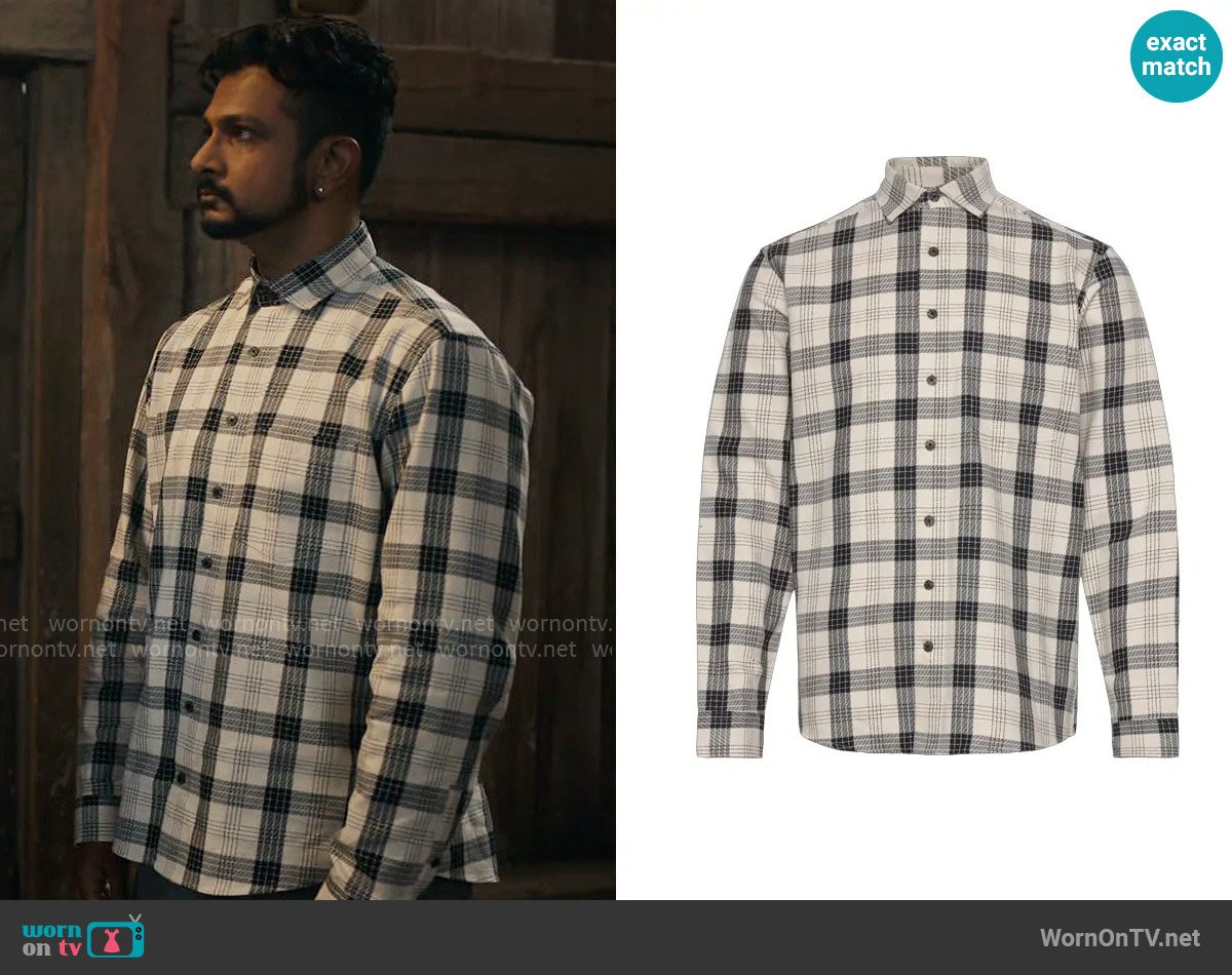 Lindbergh Checked twill structure shirt worn by Jay (Utkarsh Ambudkar) on Ghosts