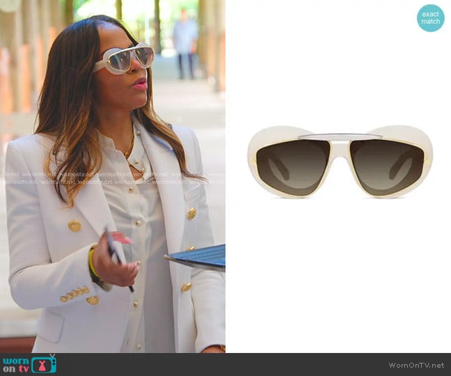 Loewe Double Frame 47MM Geometric Sunglasses in Ivory worn by Mary Cosby on The Real Housewives of Salt Lake City