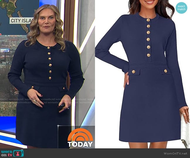 MEROKEETY at Amazon Long Sleeve Bodycon Sweater Dress worn by Emily West on Today