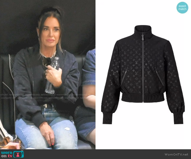 Louis Vuitton Embossed Monogram Zip-Up Jacket worn by Kyle Richards on The Real Housewives of Beverly Hills