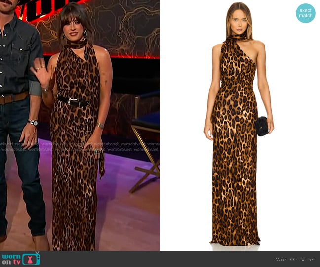 Ella Langley’s leopard maxi dress on The Voice