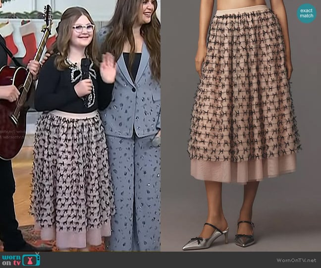 Maeve Maeve All-Over Bow Tulle Midi Skirt worn by Eisele Tyrell on Today