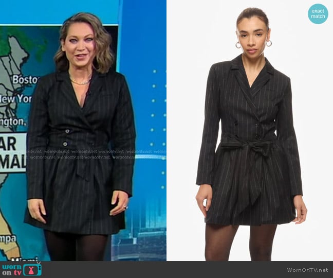 Marissa Webb Collective Pinstripe Suiting Dress worn by Ginger Zee on Good Morning America