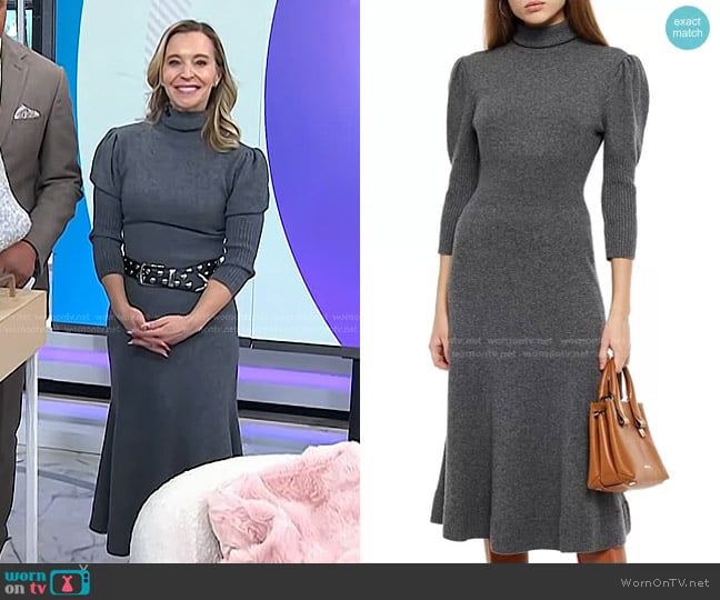 Michael Kors Mélange Cashmere-Blend Turtleneck Midi Dress worn by Jenn Falik on Today