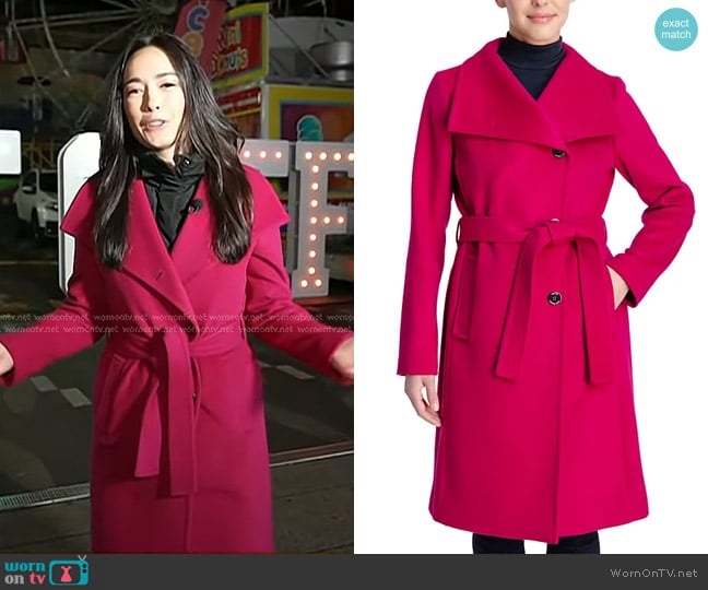 Michael Kors Asymmetric Belted Wrap Coat worn by Emilie Ikeda on Today