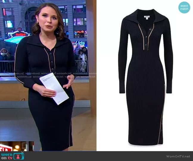 Reiss Michelle Contrast Trim Ribbed Sweater Dress worn by Elizabeth Schulze on Good Morning America